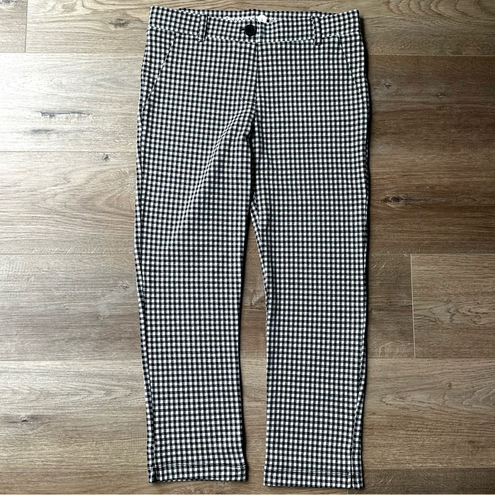 Betabrand Classic Dress Yoga Pants Cropped Gingham Black White Size S Women’s